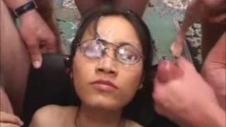 Asian teen gangbang sucking fucking cocks getting facials and cum al over h