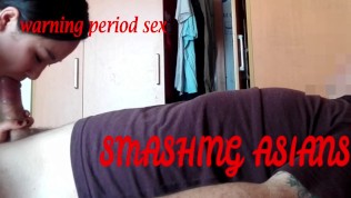 REAL Asian korean MILF gets a Bloody Creampie