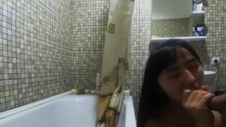 Asian teen nicely fucked in the bathroom